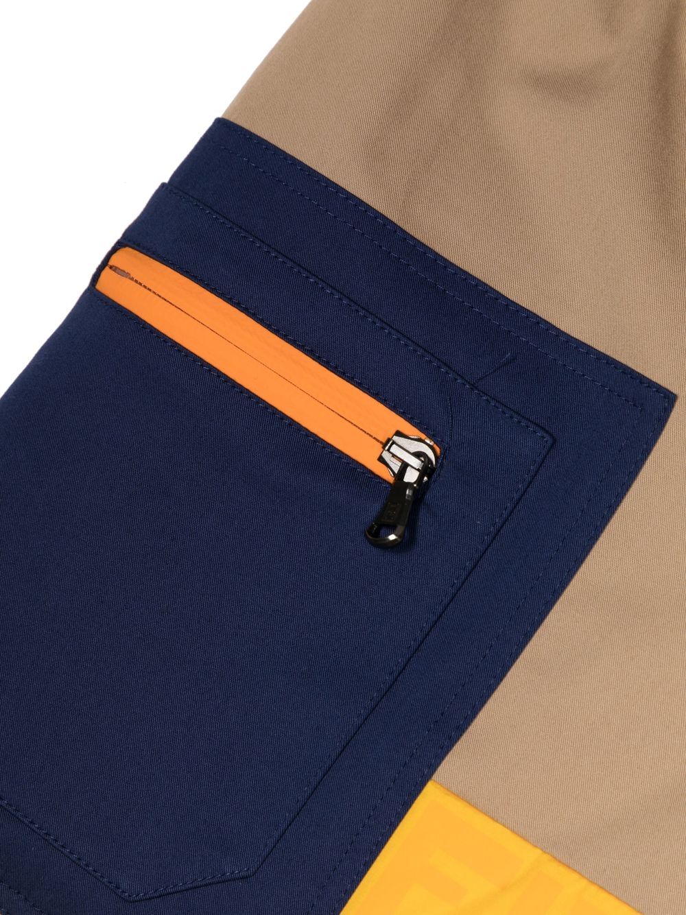 Shop Fendi Colour-block Cargo Shorts In Brown