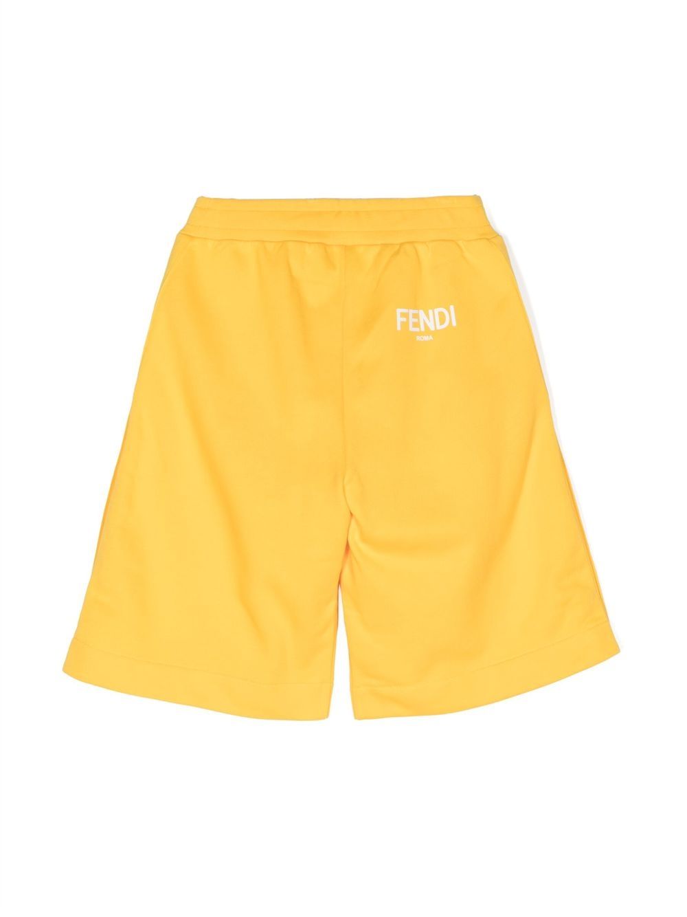 Shop Fendi Press-stud Fleece Shorts In Yellow