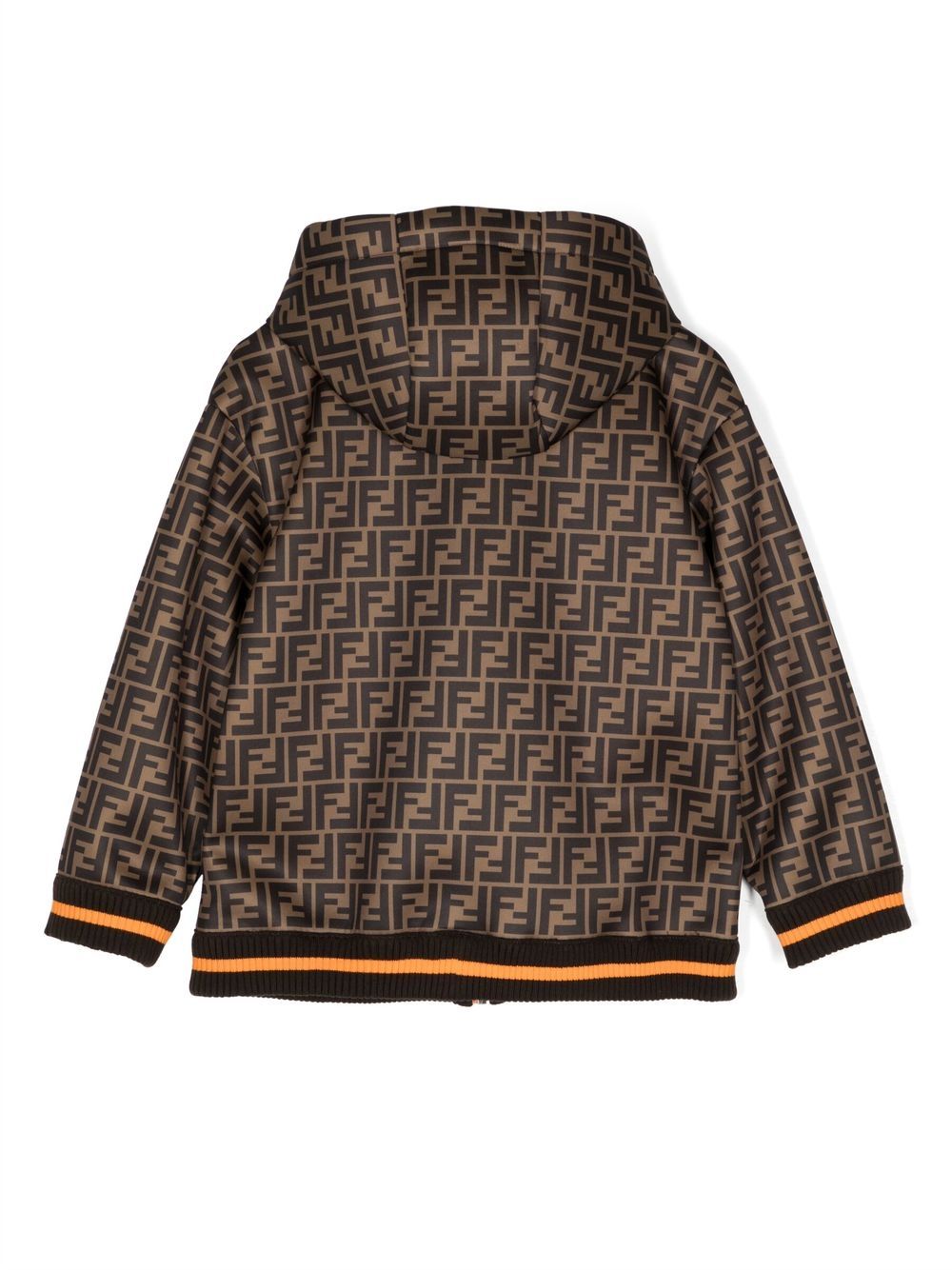 Shop Fendi Monogram-print Hooded Jacket In Brown