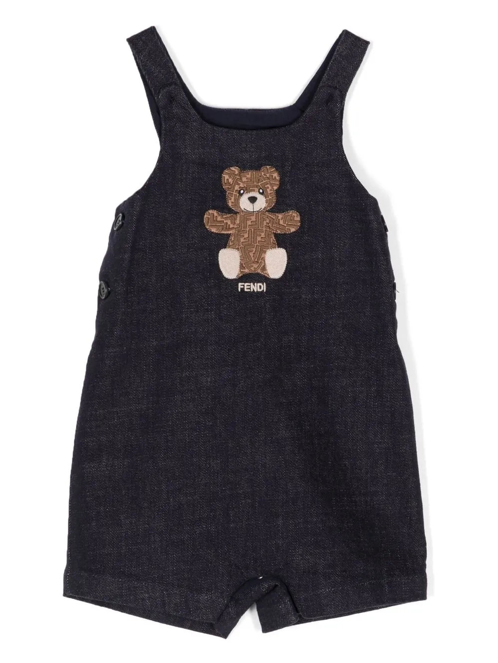 FENDI TEDDY-EMBROIDERED SHORT DUNGAREES