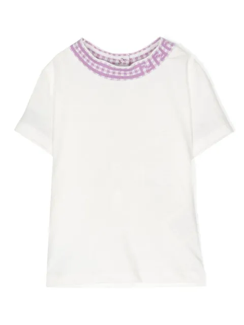 Fendi Kids playera con cuello a cuadro