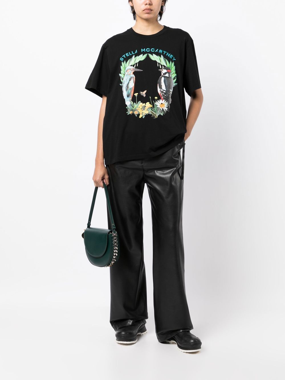 Stella McCartney T-shirt met geborduurd logo - Zwart