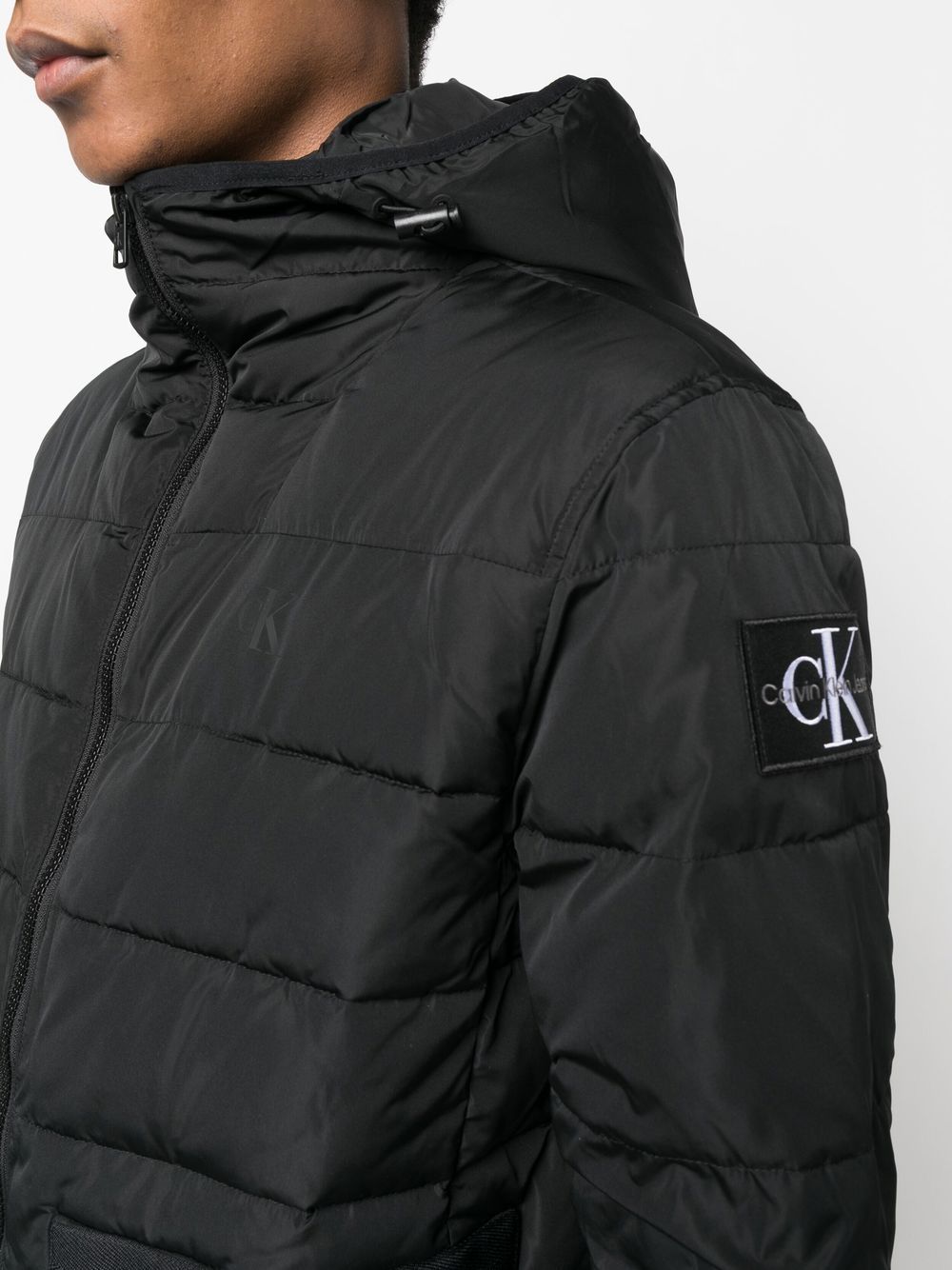 Shop Calvin Klein Jeans Est.1978 Padded Hooded Jacket In Black