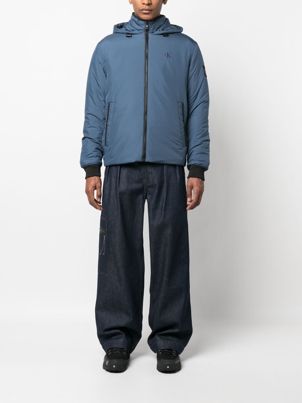Shop Calvin Klein Jeans Est.1978 Hooded Harrington Padded Jacket In Blue