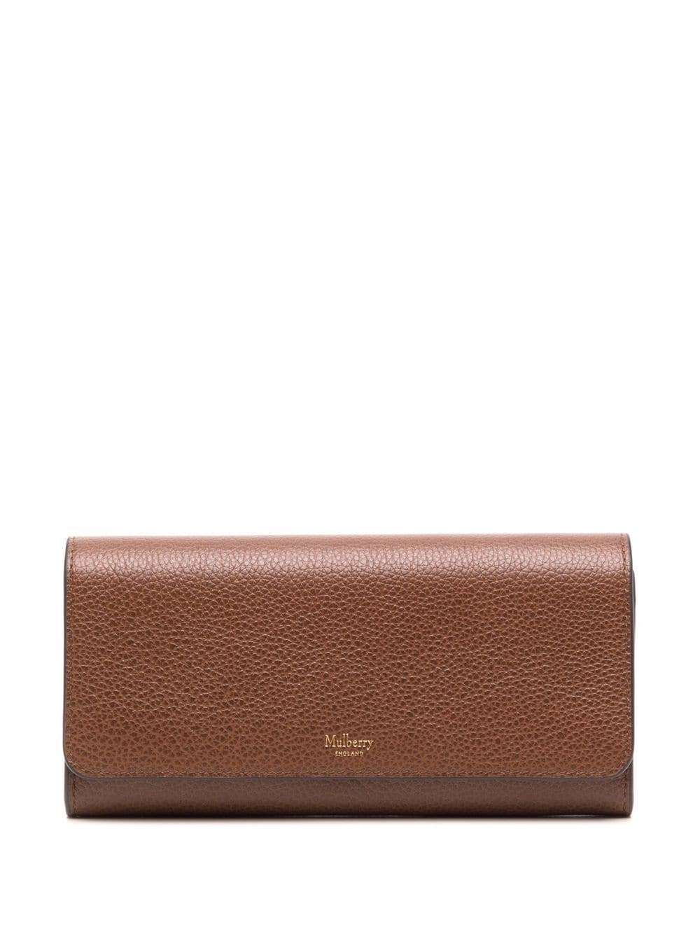 Mulberry Continental Grained-leather Wallet In Brown