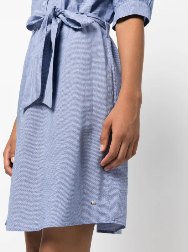 Tommy Hilfiger Striped Belted Shirt Dress - White