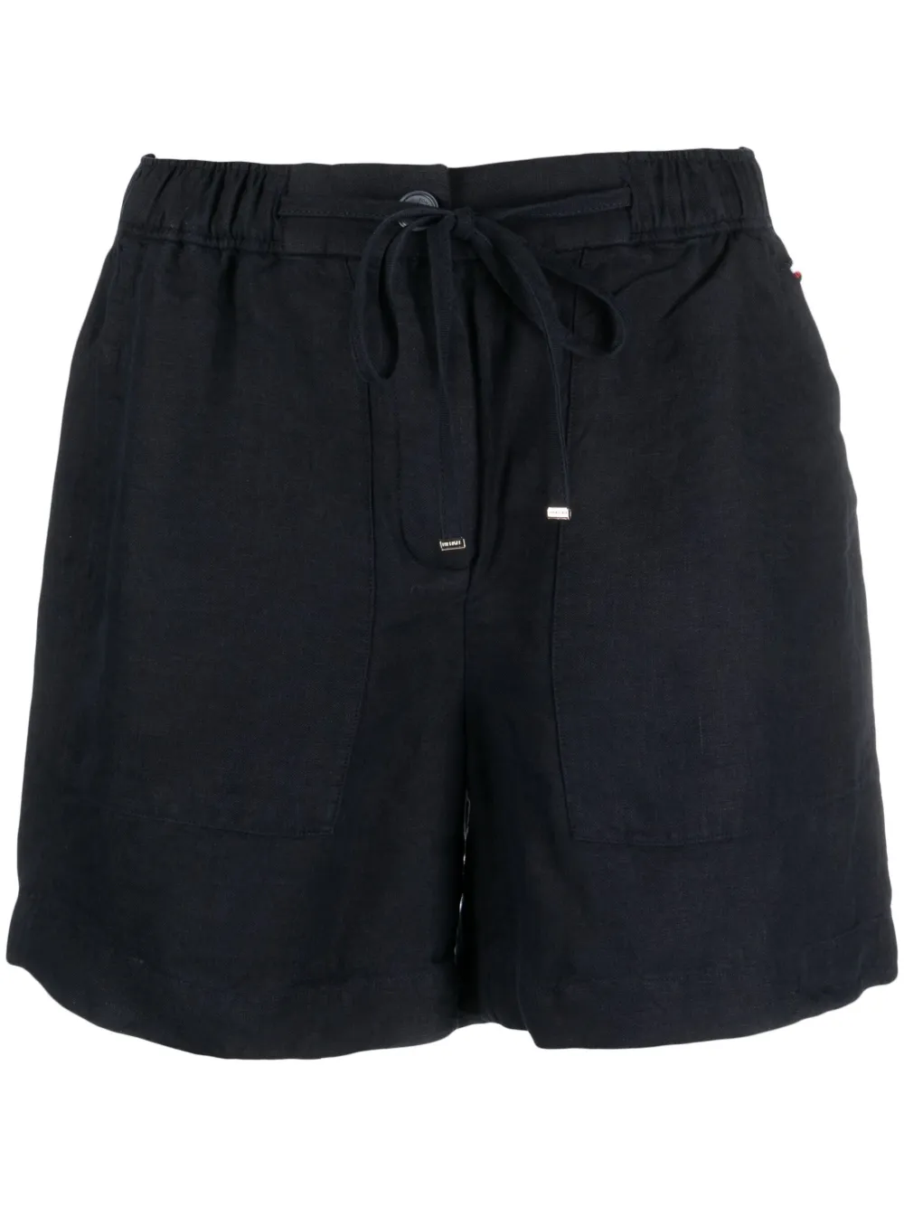 Tommy Hilfiger logo-plaque linen drawstring shorts | Blue | Image 1