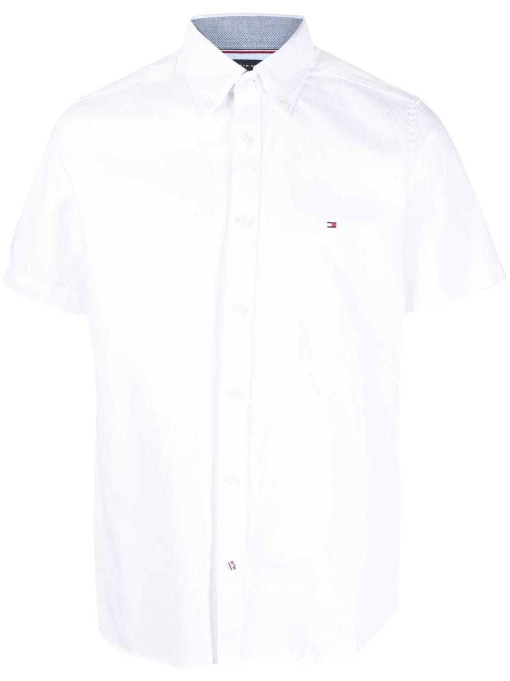 Tommy Hilfiger Logo-embroidered Short-sleeve Shirt In White