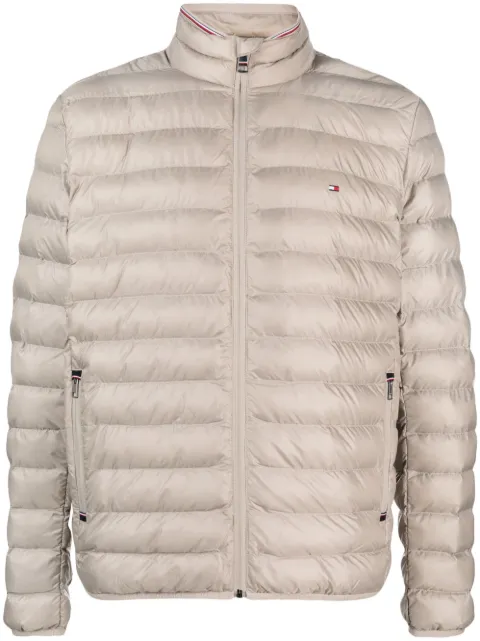 Tommy Hilfiger logo-patch zipped puffer jacket