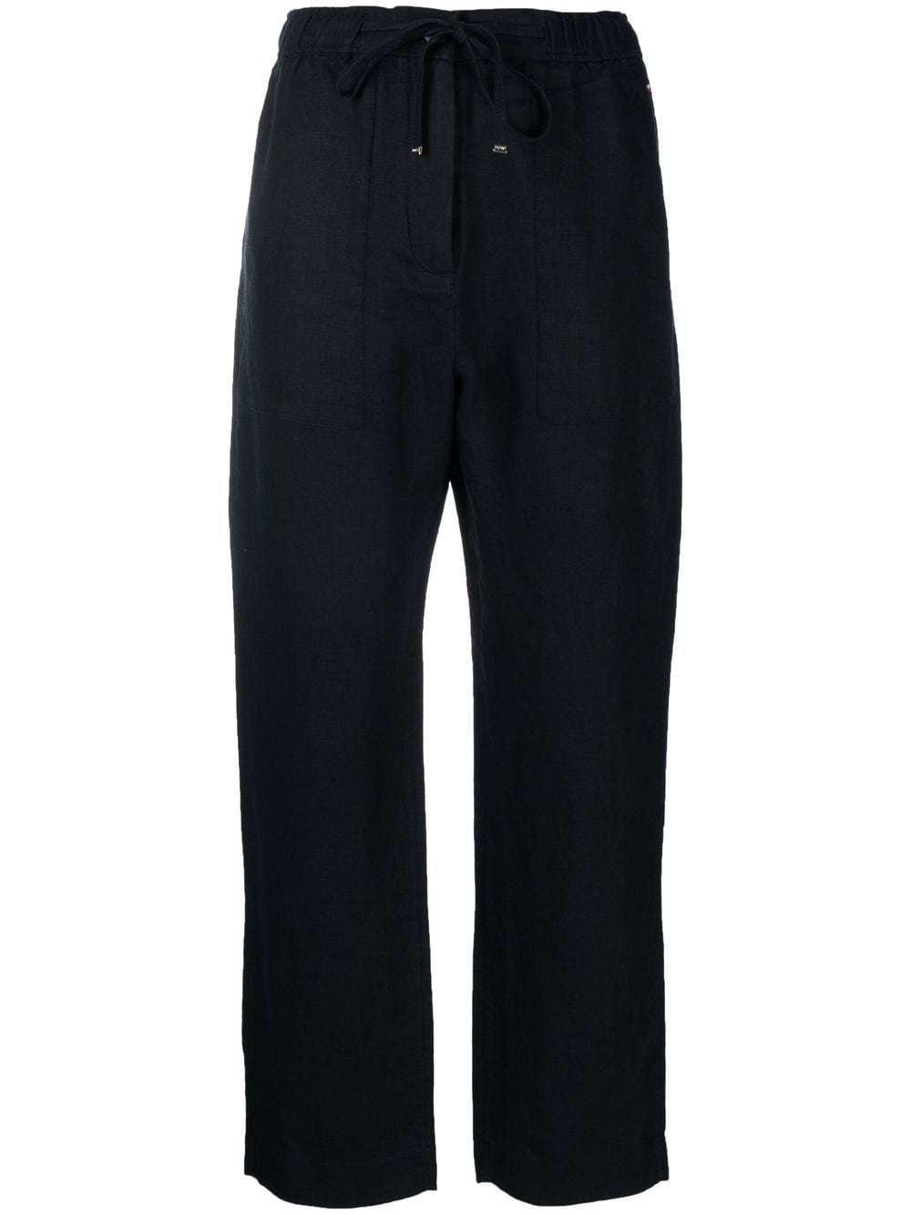 Tommy Hilfiger Linen Boyfriend Tapered Trousers In Blau