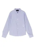Emporio Armani Kids embroidered-logo polka-dot shirt - Blue