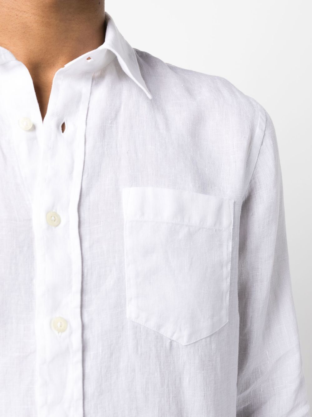 Shop 120% Lino Long-sleeve Linen Shirt In Weiss
