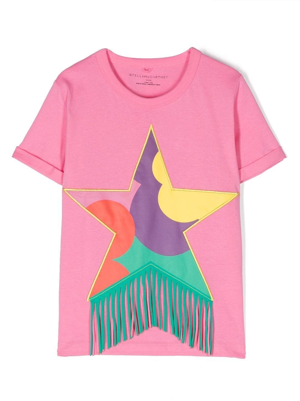 Stella Mccartney Kids' Fringed Star-print T-shirt In Pink