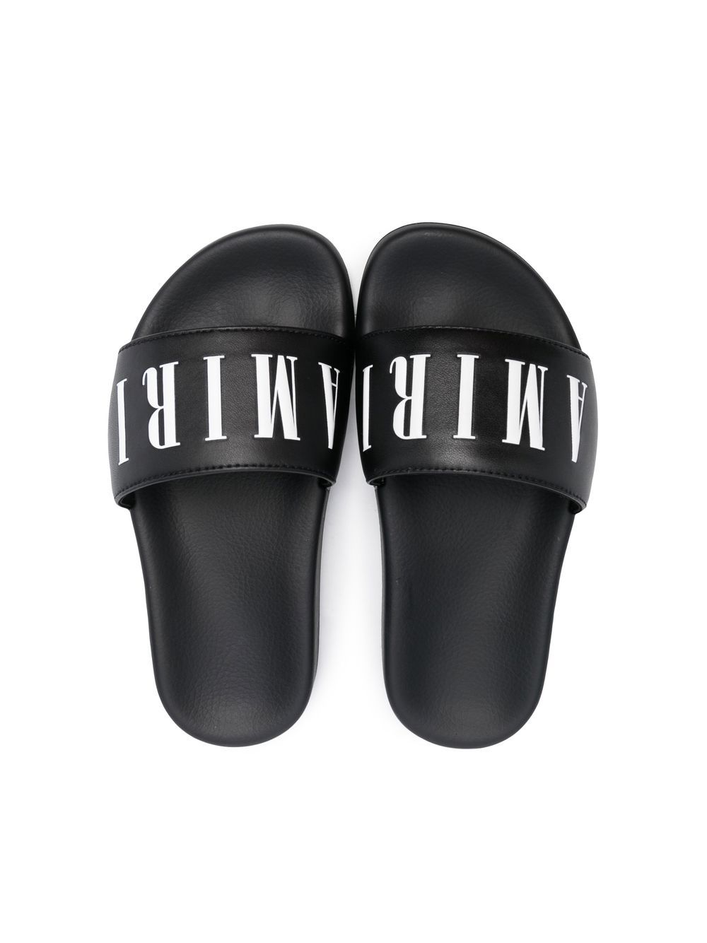 Shop Amiri Logo-print Open-toe Slides In Black