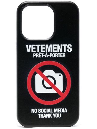 VETEMENTS text-print iPhone 14 Pro Case - Farfetch