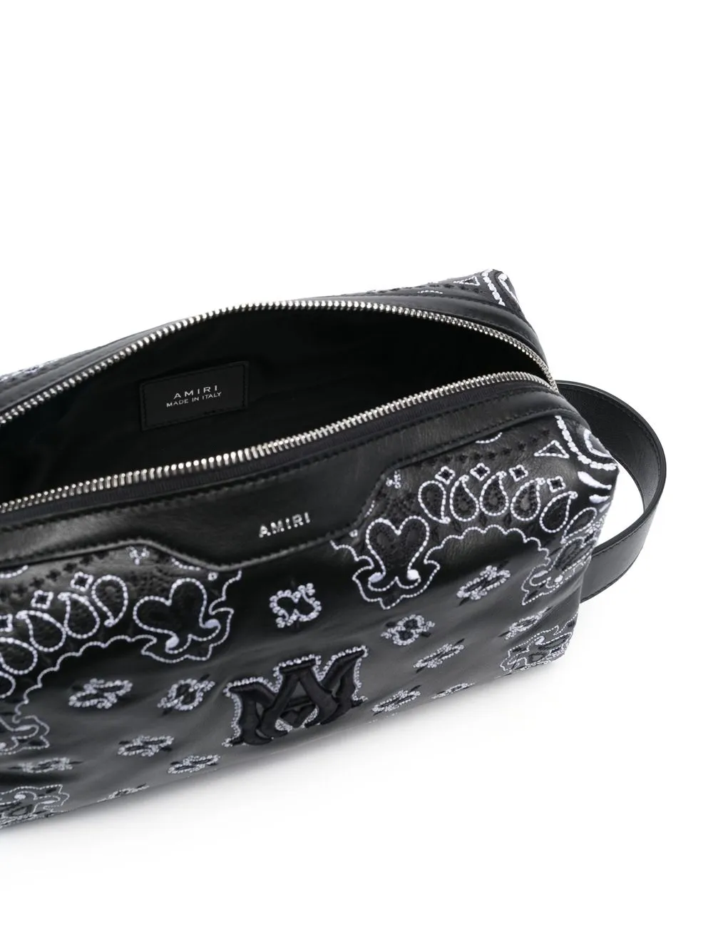 Amiri Paisley Embroidered Wash Bag In Schwarz ModeSens