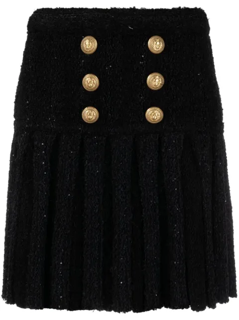 Balmain high-waisted button-detail skirt