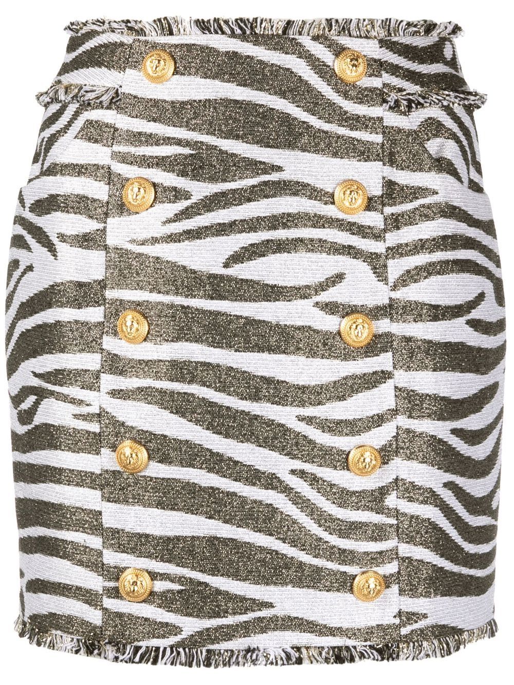 Shop Balmain Zebra Print High-waisted Miniskirt In White