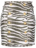 Balmain zebra print high-waisted miniskirt - White