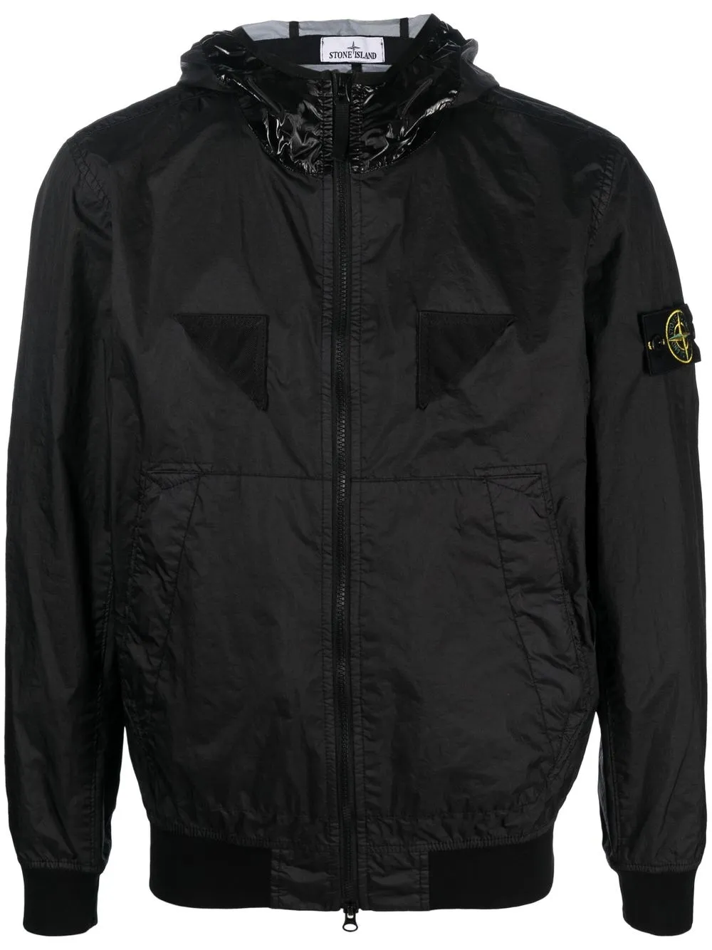 

Stone Island logo-patch zip-up jacket - Black