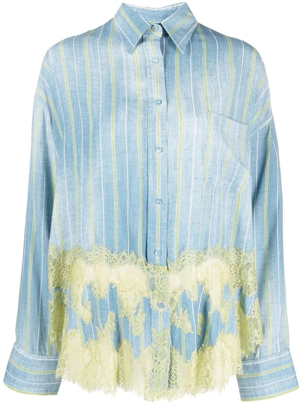 

Ermanno Scervino striped lace-insert long-sleeved shirt - Blue