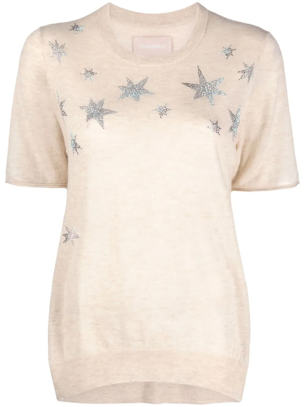 ZADIG & VOLTAIRE STAR-EMBELLISHED CASHMERE KNIT TOP