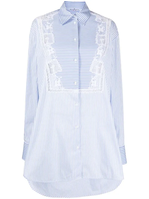 Ermanno Scervino lace-trim Striped Shirt - Farfetch