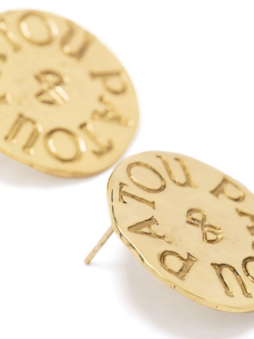 Shop Patou Logo-engraved Coin Earrings In Gold