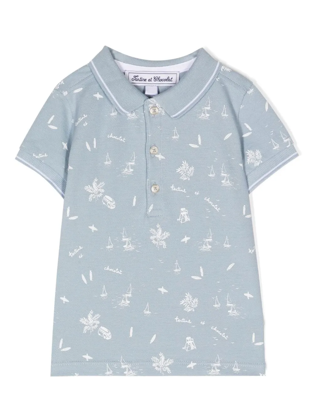 

Tartine Et Chocolat all-over logo-print polo shirt - Blue