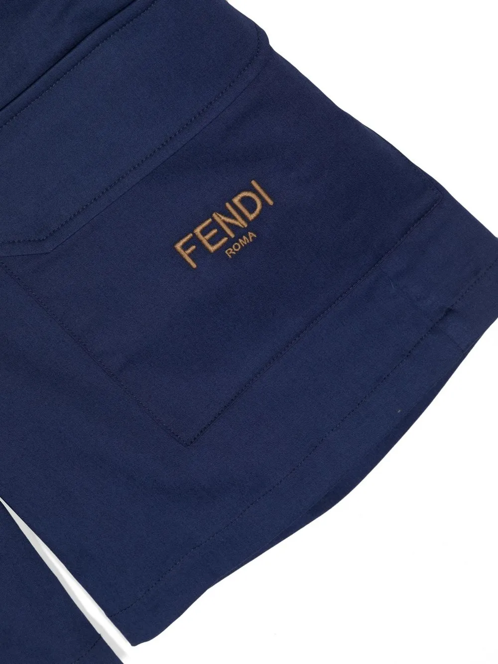 Shop Fendi Logo-embroidered Gabardine Shorts In Blue