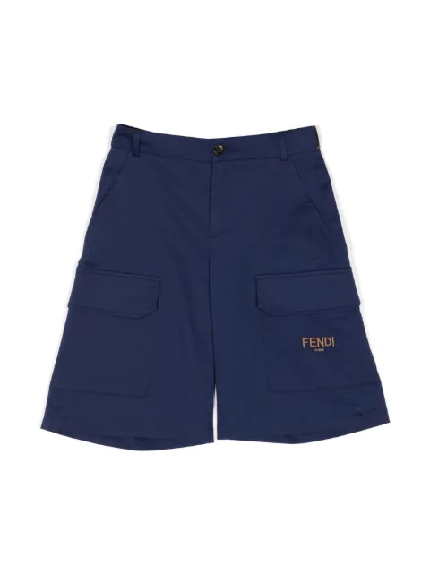 Fendi Kids logo-embroidered gabardine shorts