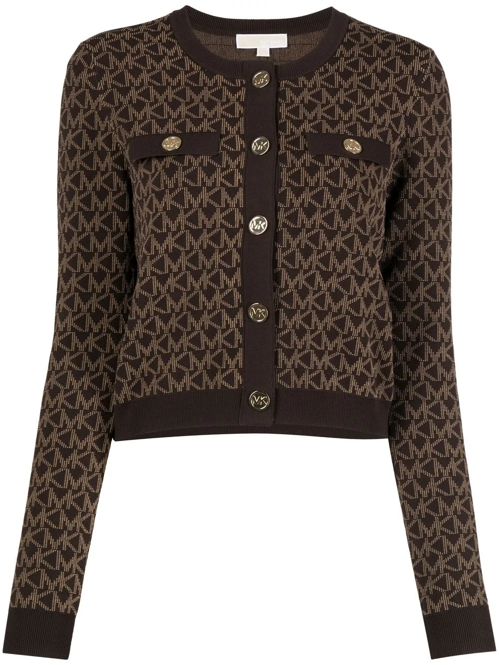 Michael Kors monogram-pattern button-front cardigan - Brown