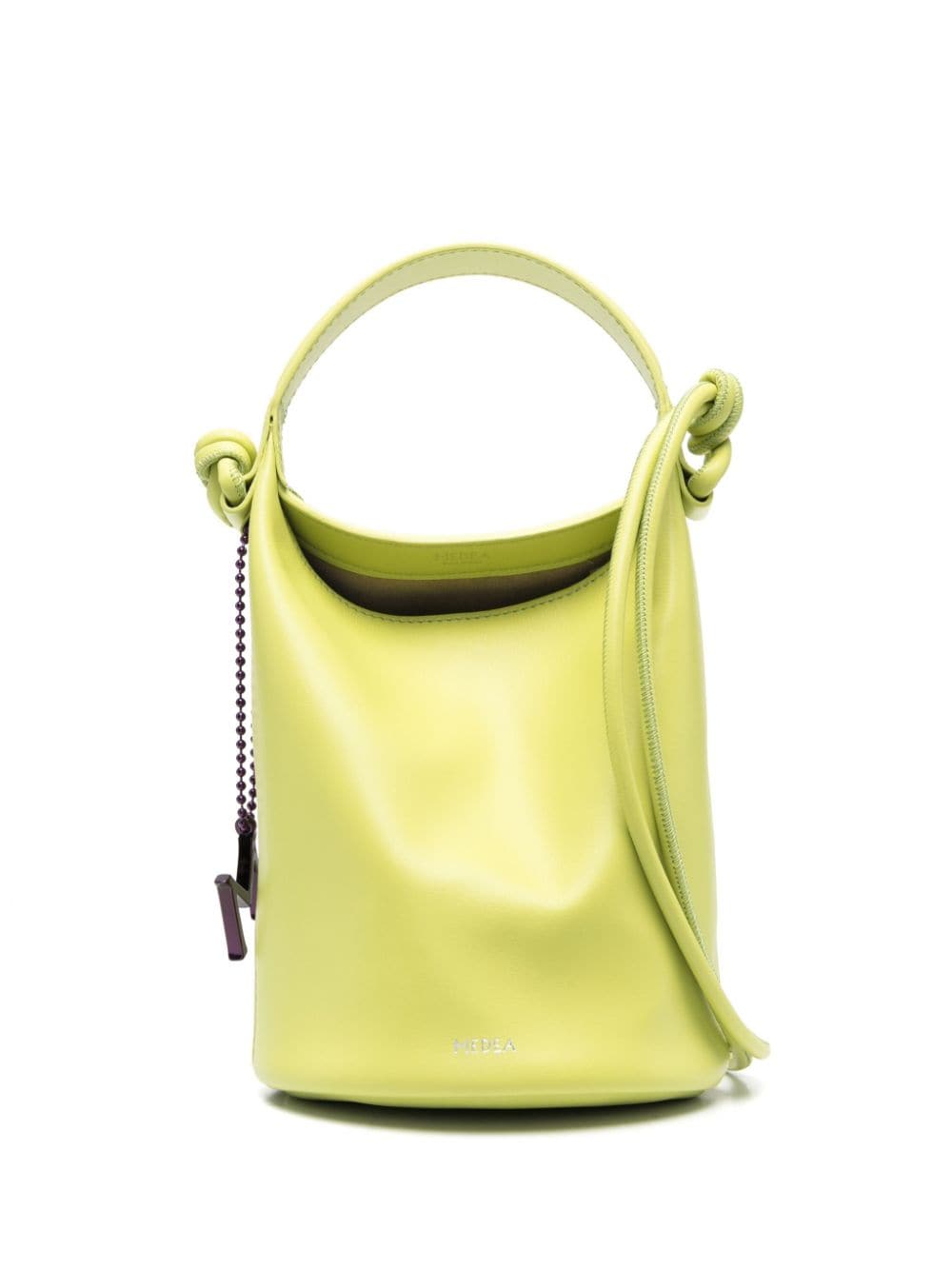 Medea Logo-charm Leather Bucket Bag In Yellow & Orange