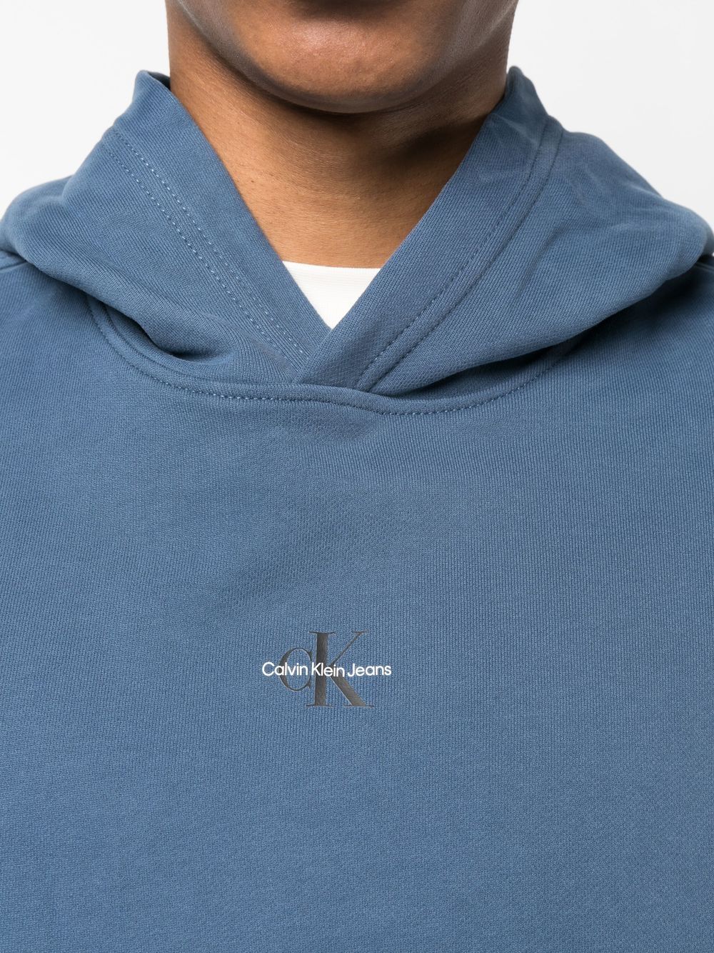 Shop Calvin Klein Jeans Est.1978 Micro-monologo Cotton Hoodie In Blau