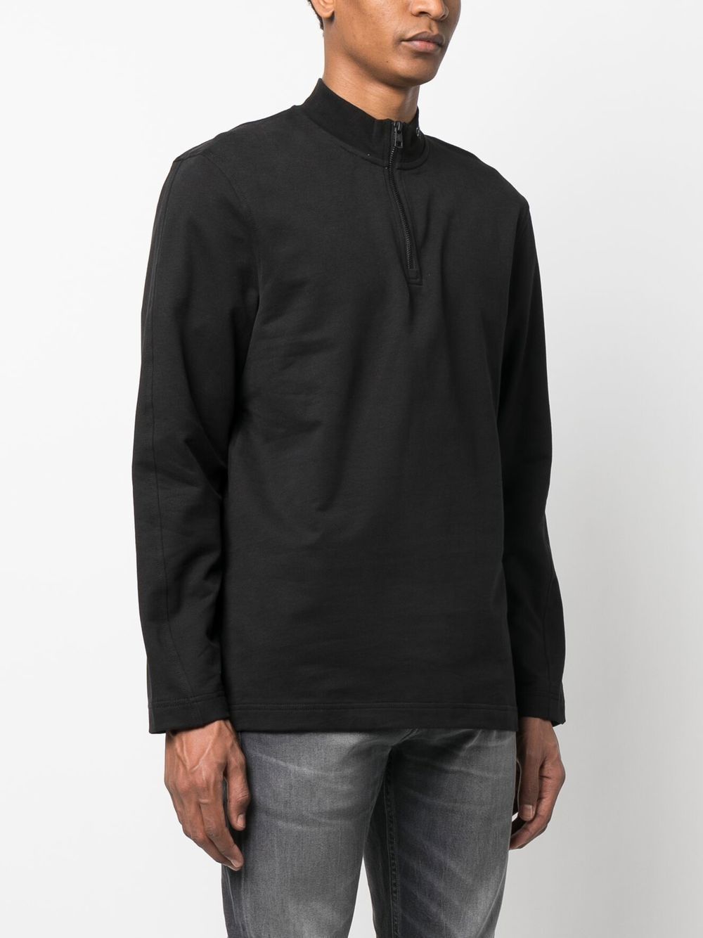 Shop Calvin Klein Jeans Est.1978 Mock-neck Cotton Long-sleeve Top In Schwarz