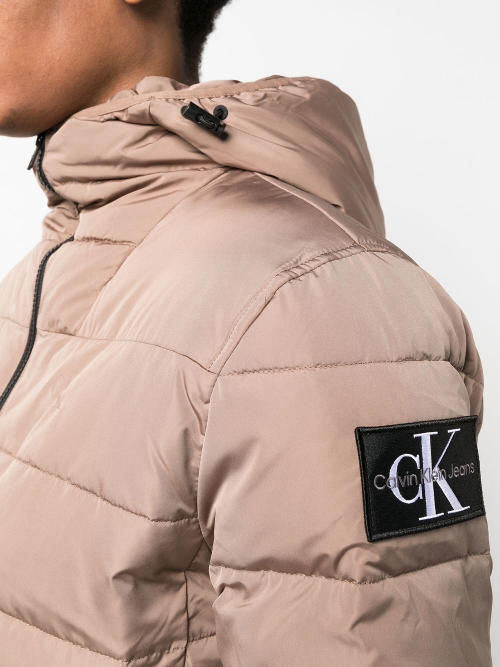 Shop Calvin Klein Jeans Est.1978 Padded Hooded Jacket In Brown