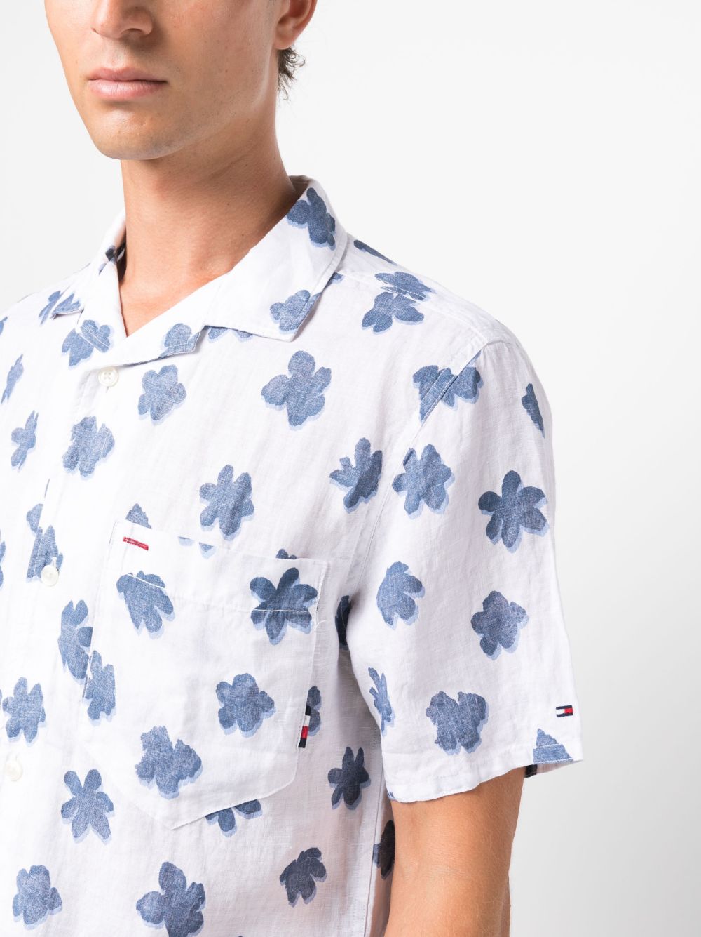 TOMMY HILFIGER MONO FLOWER LINEN SHIRT 