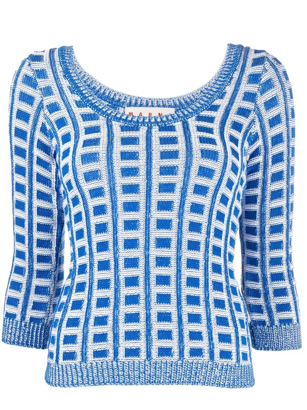 

Marni patterned U-neck jumper - Blue