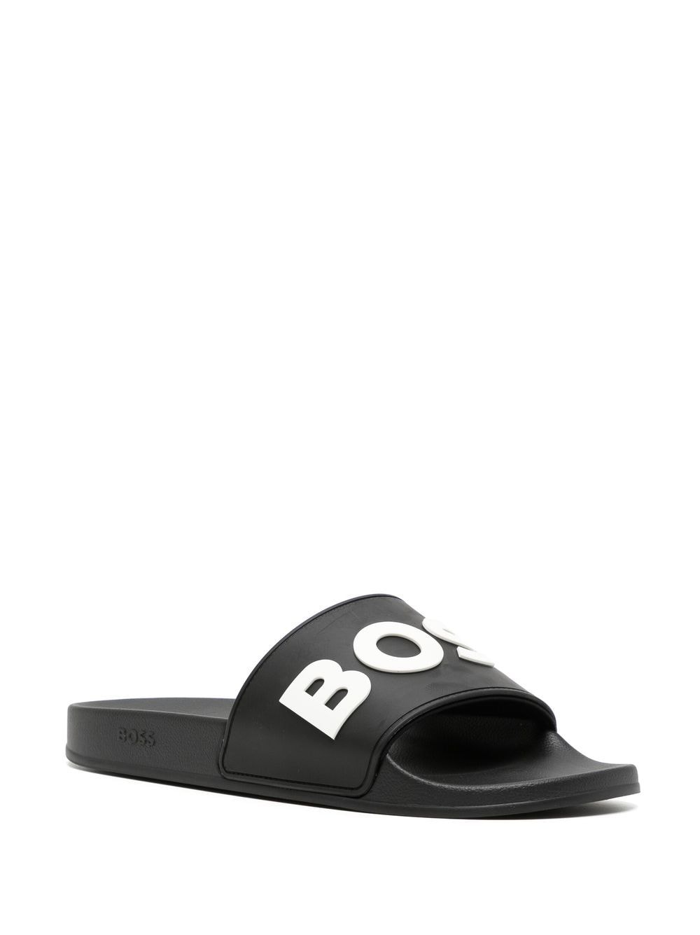BOSS Slippers met logo-reliëf - Zwart