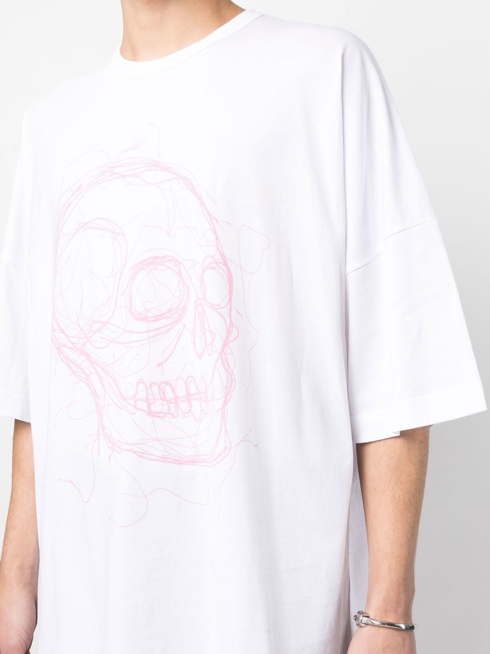 Alexander McQueen Lace Skull Print Short Sleeve Tee Whitered, $225