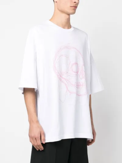 Alexander McQueen skull print oversized T-shirt white | MODES