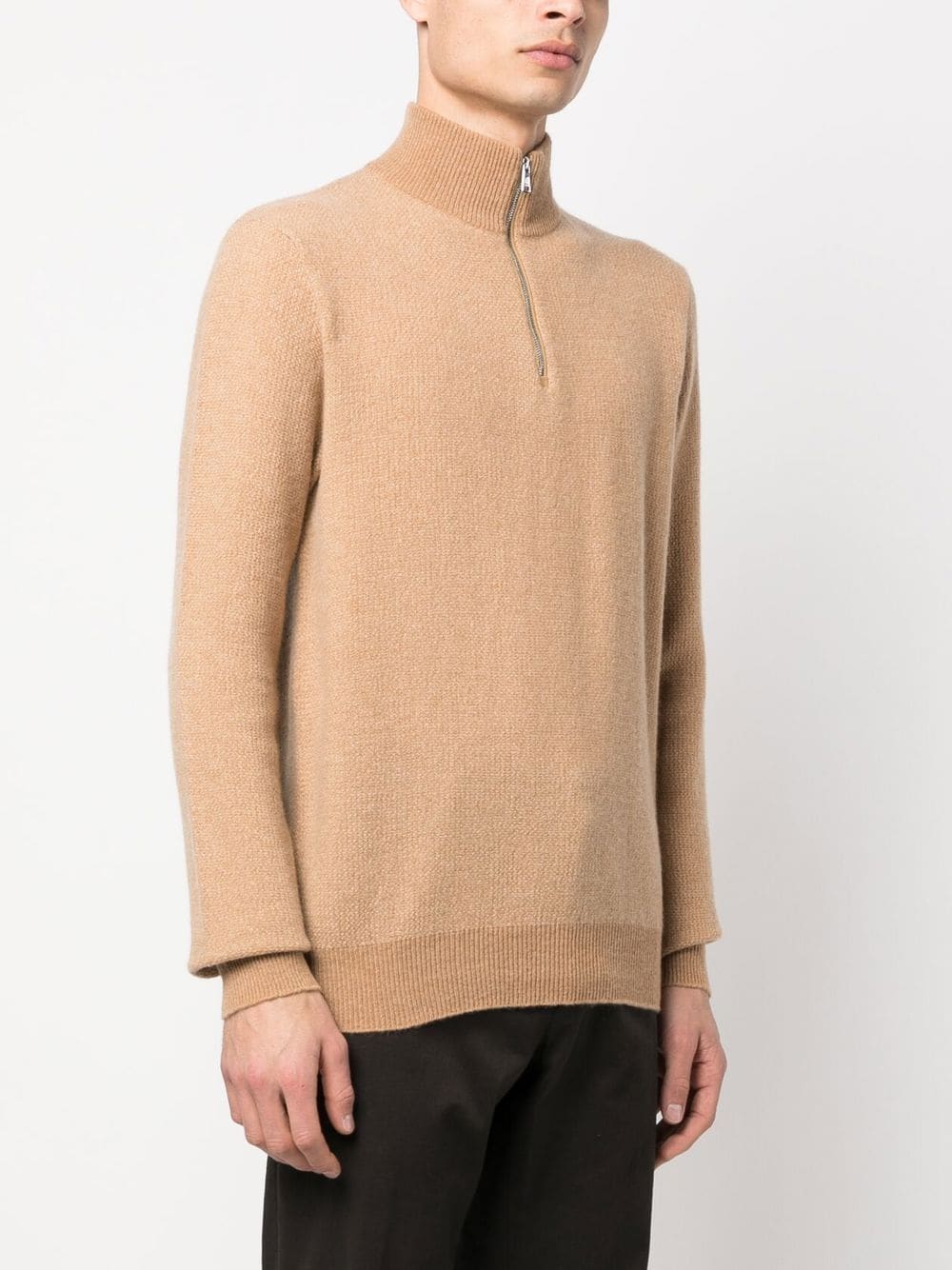 Shop Ralph Lauren Purple Label Half-zip Cashmere Sweater In Nude