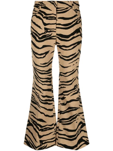 Stella McCartney tiger-jacquard cropped flared trousers Women