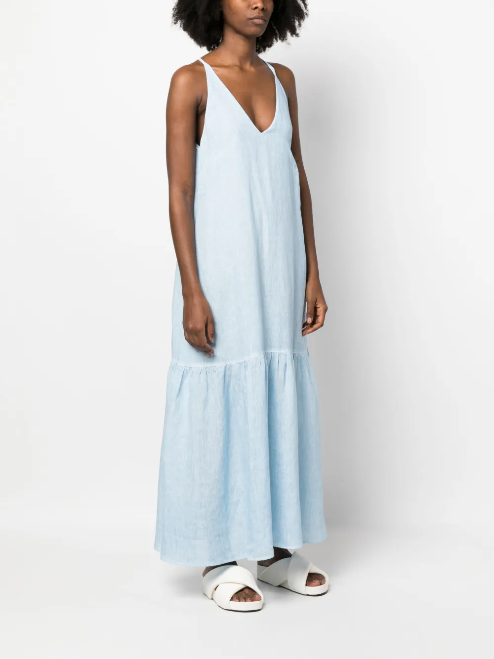 120% Lino プランジスタイル リネンマキシドレス - Farfetch