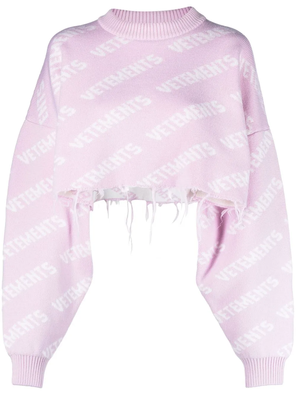 VETEMENTS cropped intarsia-knit jumper - Pink