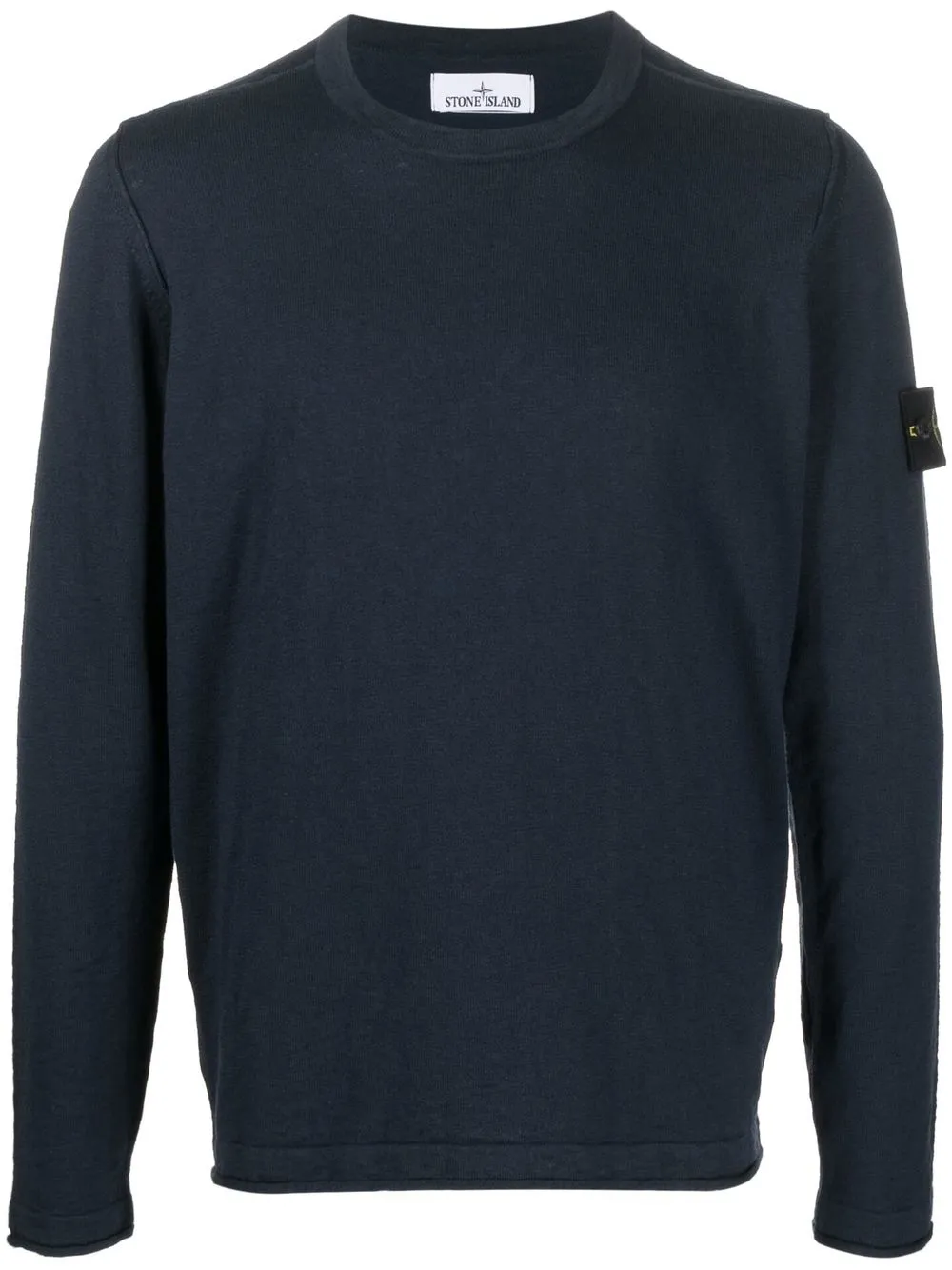 Stone Island Logo-patch Sleeve Jumper In Blau