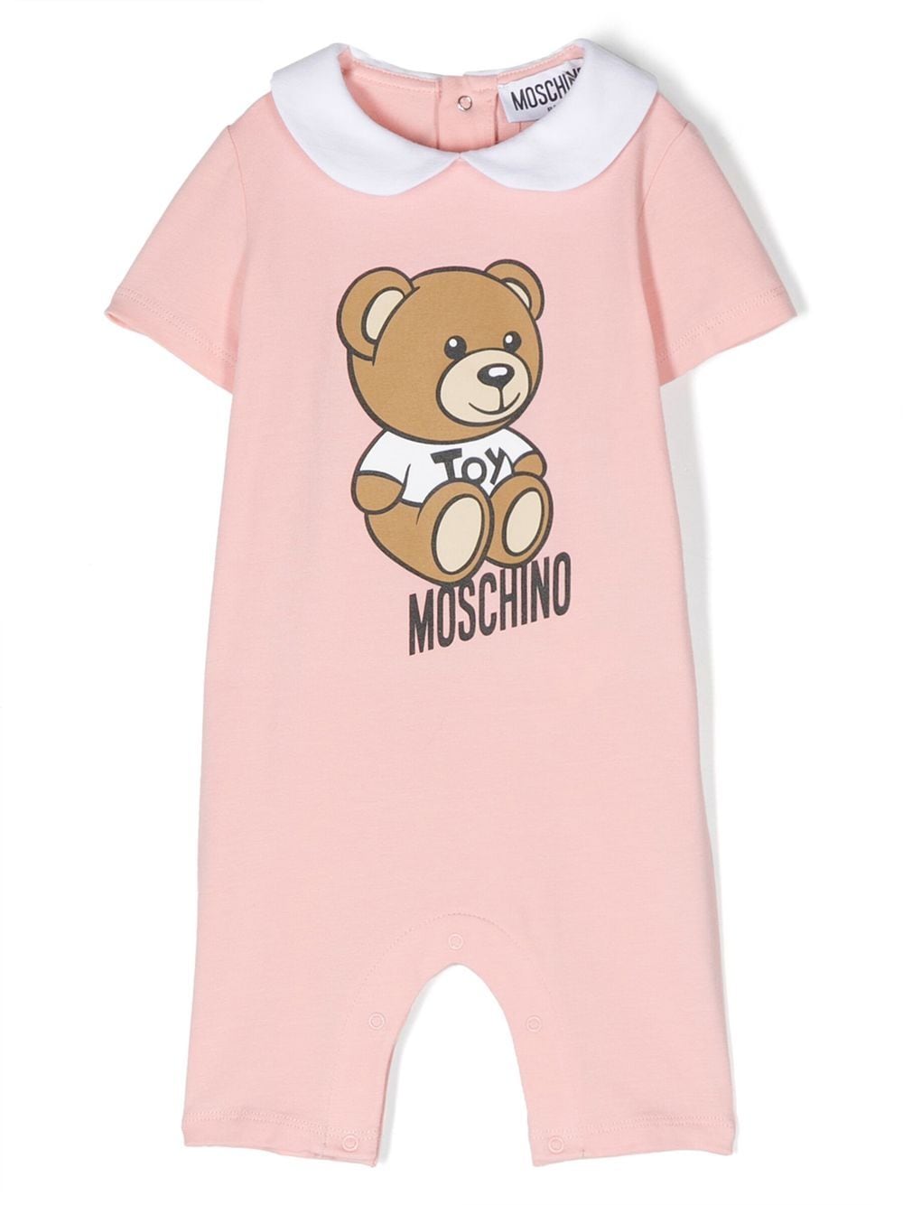 Moschino Babies' Logo印花棉连体衣 In Pink