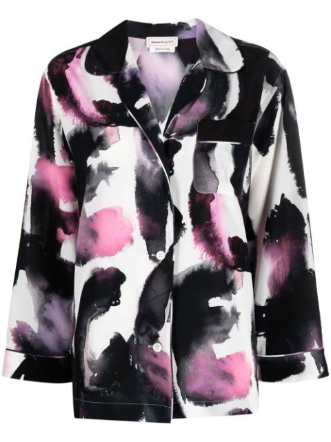 Alexander McQueen abstract-print silk shirt Women