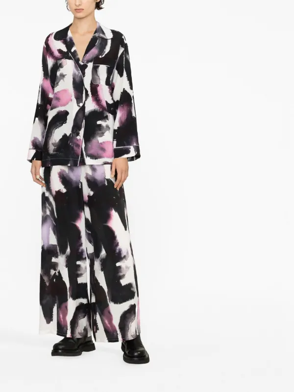 Alexander McQueen abstract-print Silk Shirt | White | FARFETCH