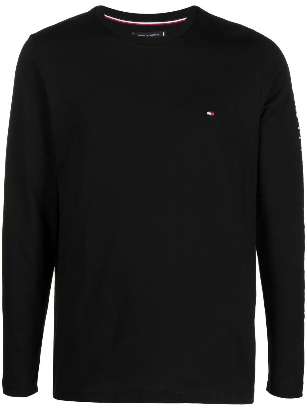 

Tommy Hilfiger playera manga larga con logo bordado - Negro